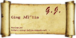 Ging Júlia névjegykártya